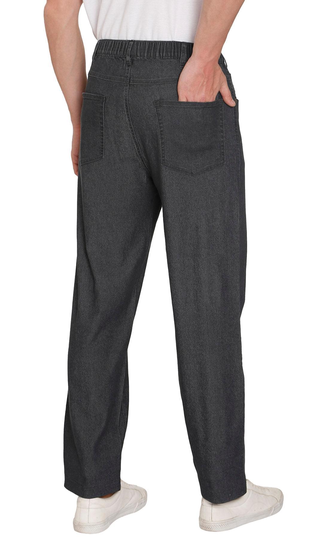 Men’s Lightweight Casual Elastic Waist Pull-On Jeans – Denim & Twill Pants with Easy Fit