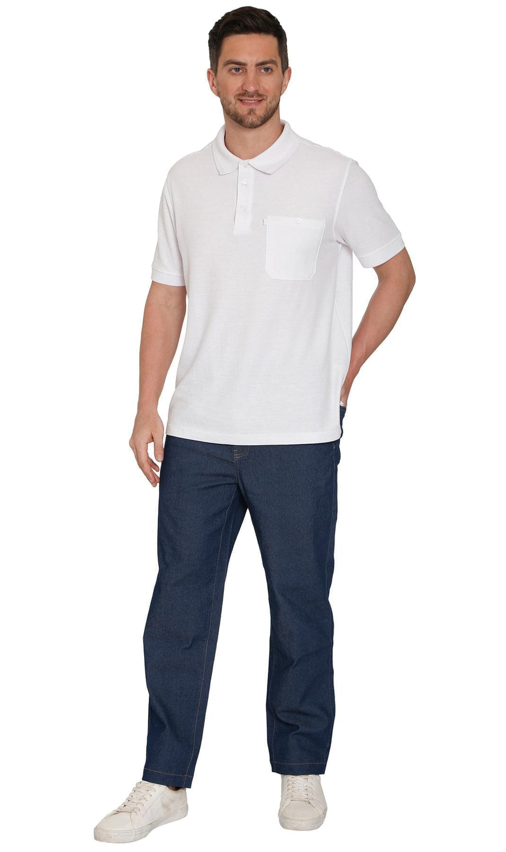 Men’s Lightweight Casual Elastic Waist Pull-On Jeans – Denim & Twill Pants with Easy Fit