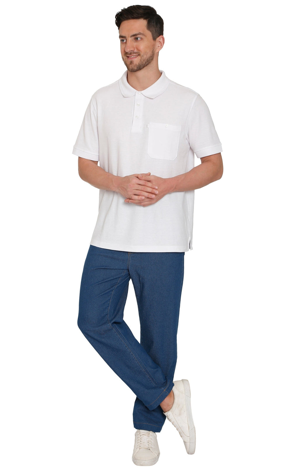 Men’s Lightweight Casual Elastic Waist Pull-On Jeans – Denim & Twill Pants with Easy Fit