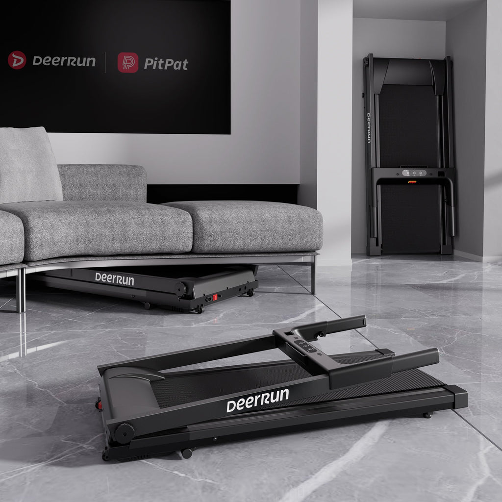 DeerRun All-New 2026 A1 Pro Move+ Smart Foldable Treadmill with 6% Incline & NFC | 350 lbs, 10 mph, Black