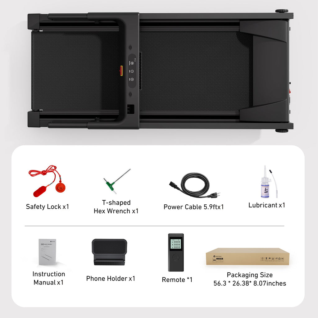 DeerRun All-New 2026 A1 Pro Move+ Smart Foldable Treadmill with 6% Incline & NFC | 350 lbs, 10 mph, Black