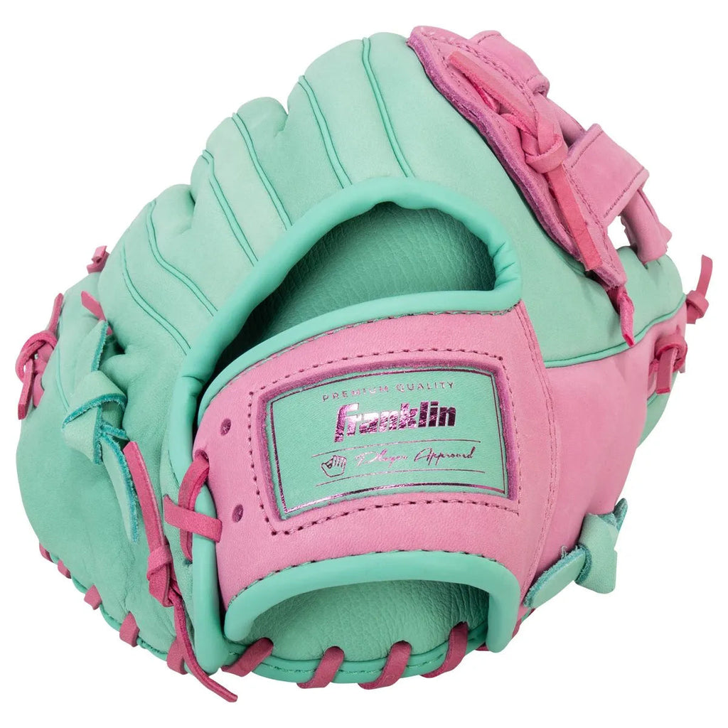 Franklin Sports CTZ5000 12.5" Baseball Glove Mint & Rose – Premium Cowhide Leather Fielding Mitt