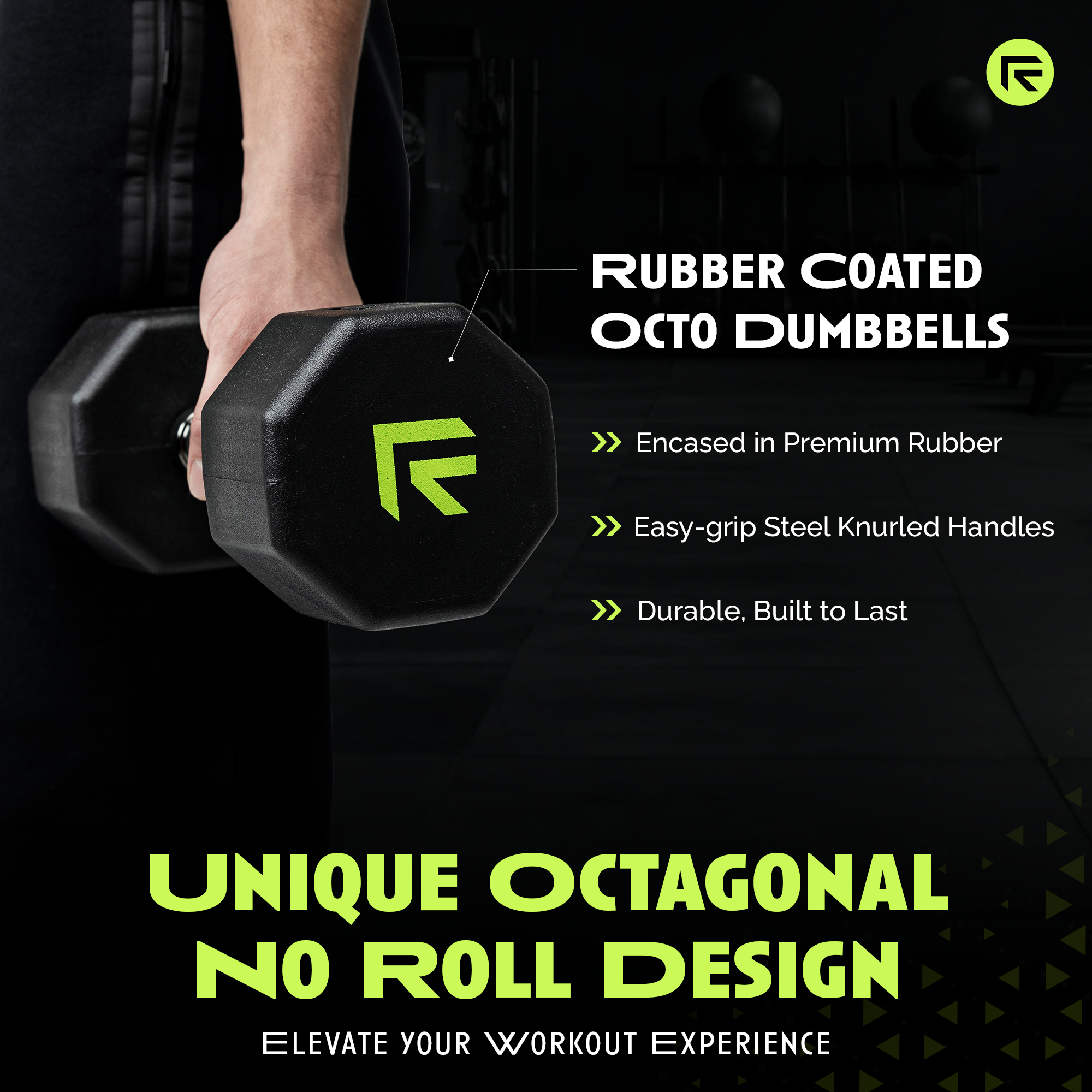 Octo Rubber Dumbbell (sold individually)