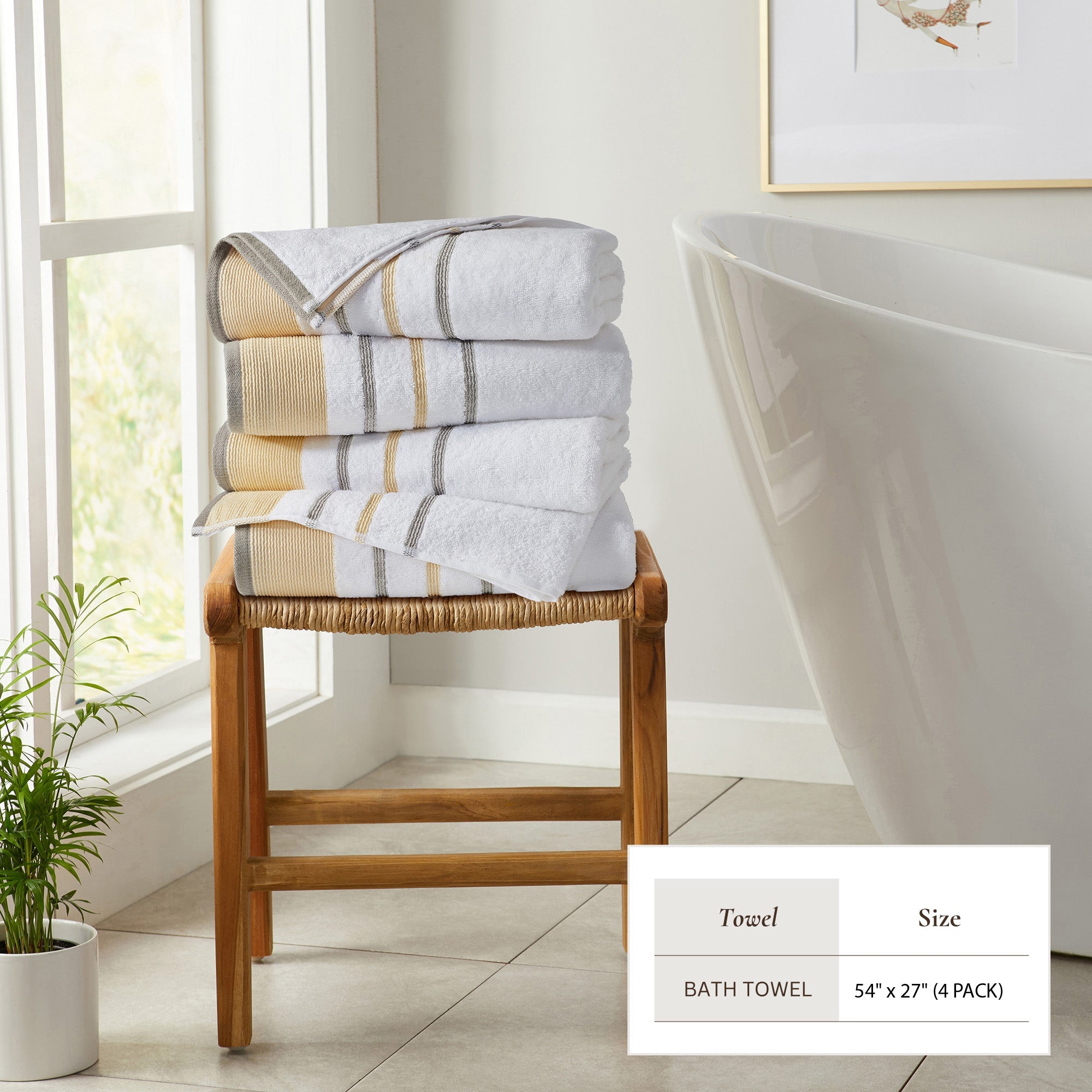 Decorative Cotton Stripe Bath Towel Set - Noelle Collection