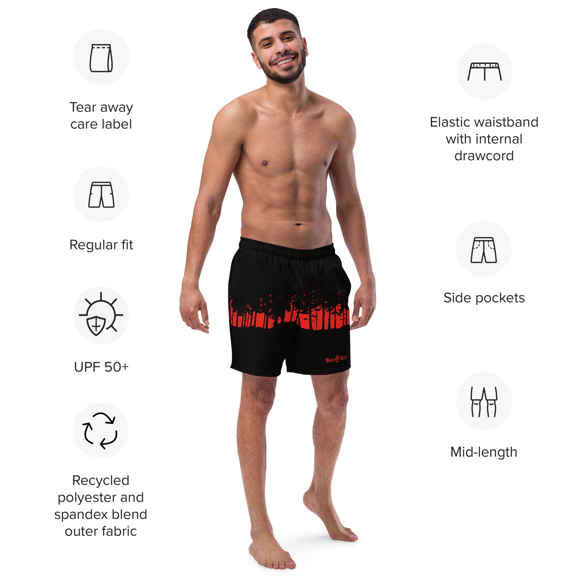 Forest Red Line Men's Swim Trunks