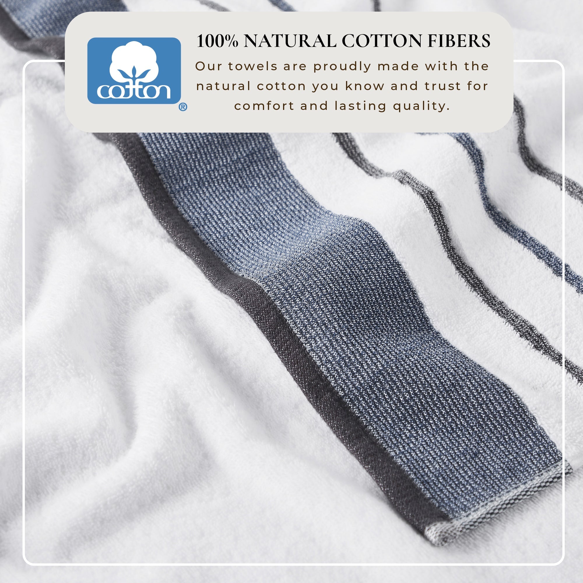 Decorative Cotton Stripe Bath Towel Set - Noelle Collection