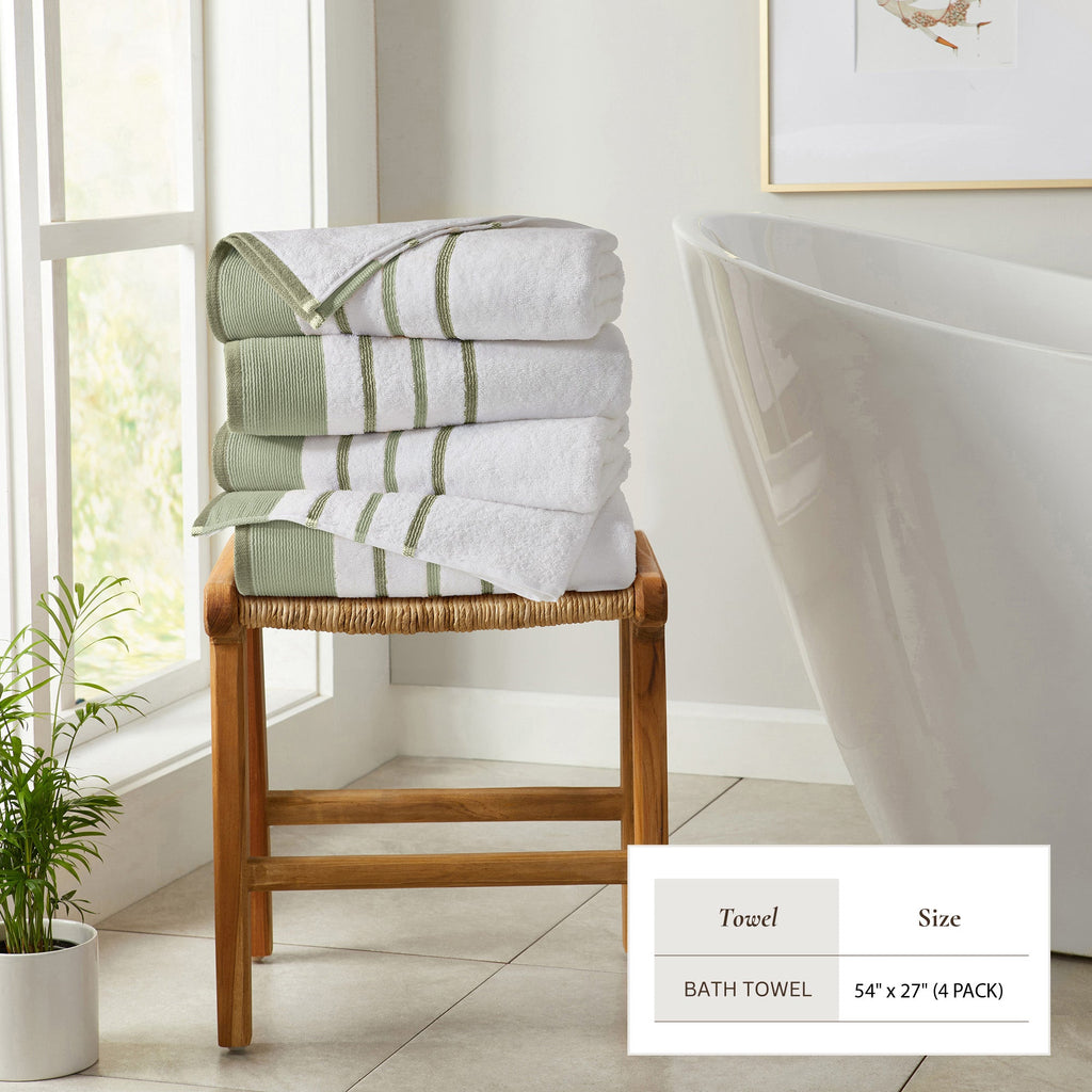 Decorative Cotton Stripe Bath Towel Set - Noelle Collection