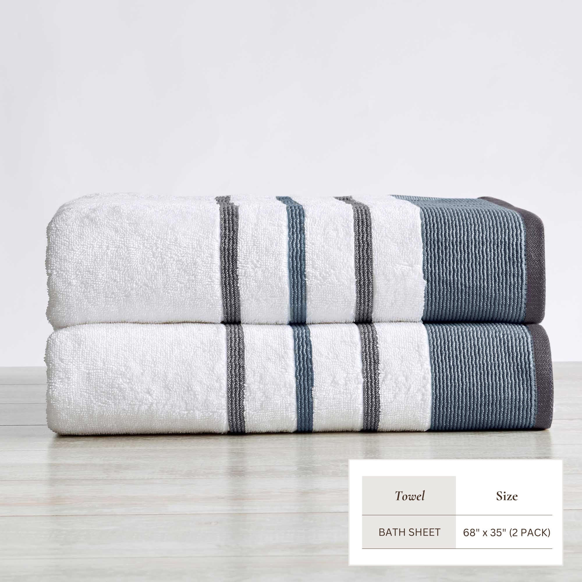 Decorative Cotton Stripe Bath Towel Set - Noelle Collection