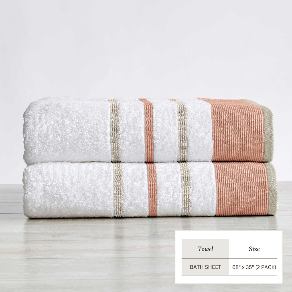 Decorative Cotton Stripe Bath Towel Set - Noelle Collection