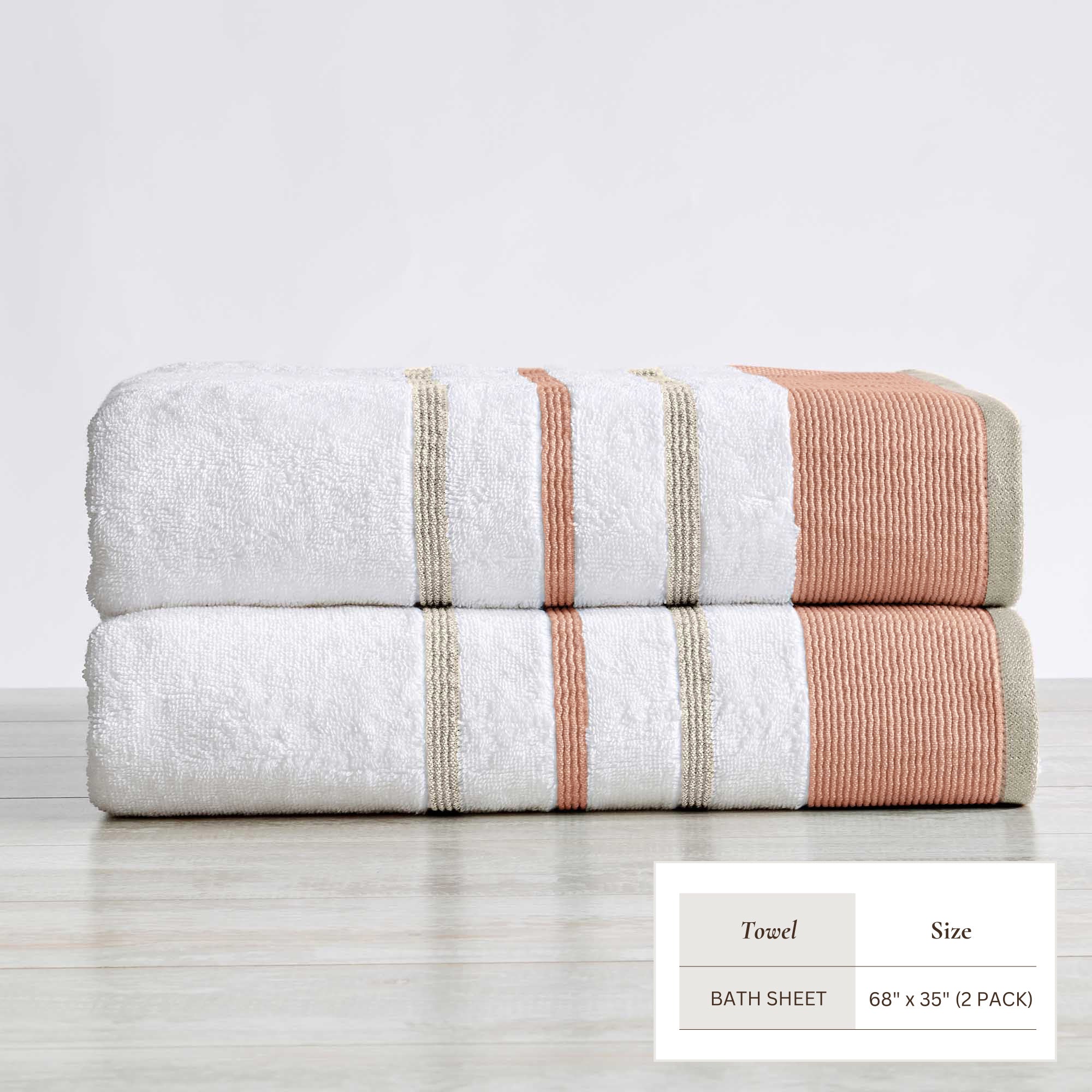 Decorative Cotton Stripe Bath Towel Set - Noelle Collection