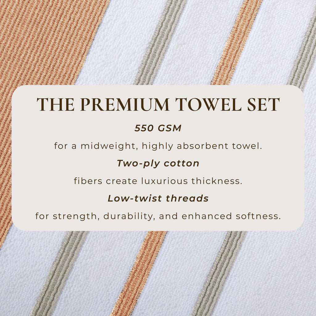Decorative Cotton Stripe Bath Towel Set - Noelle Collection