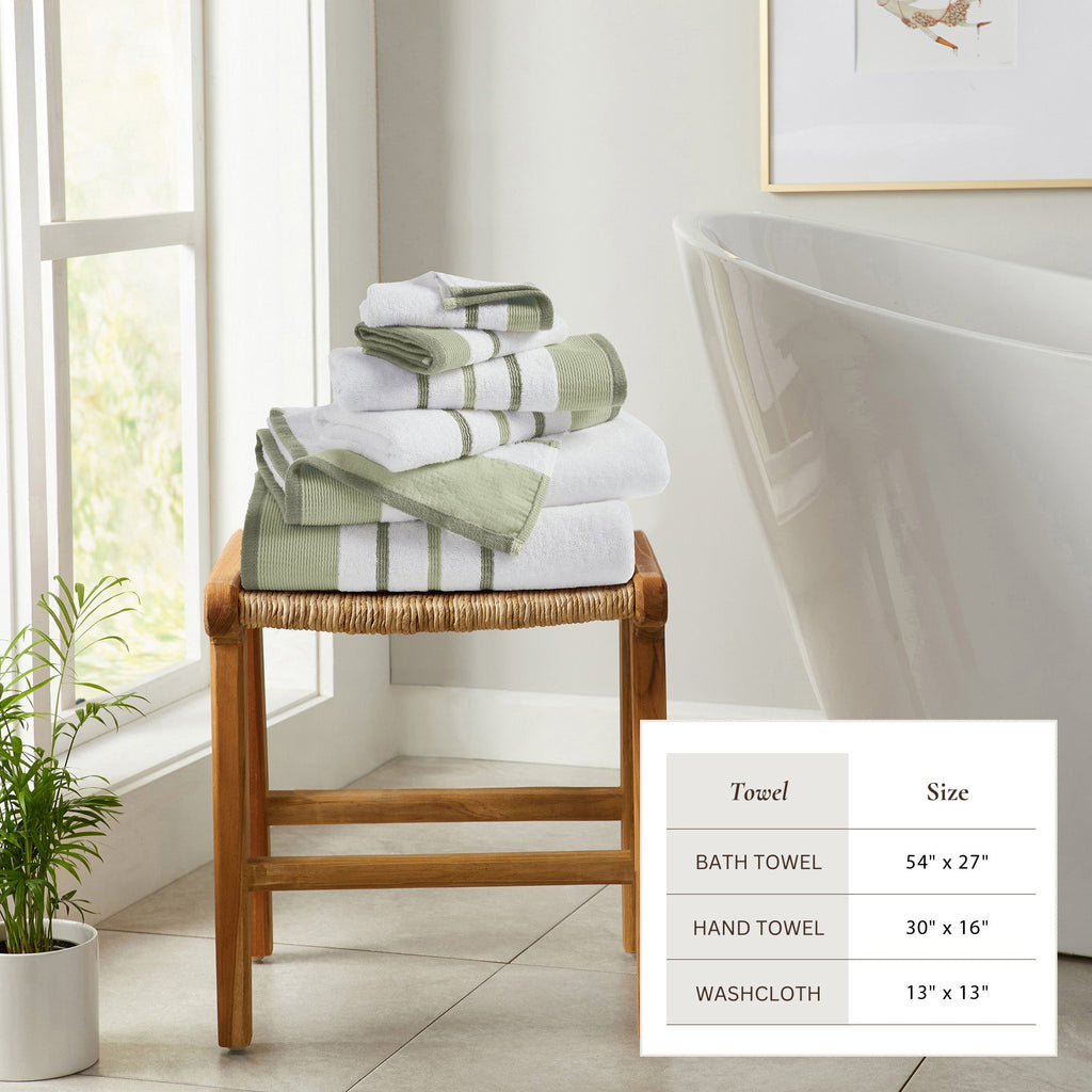 Decorative Cotton Stripe Bath Towel Set - Noelle Collection