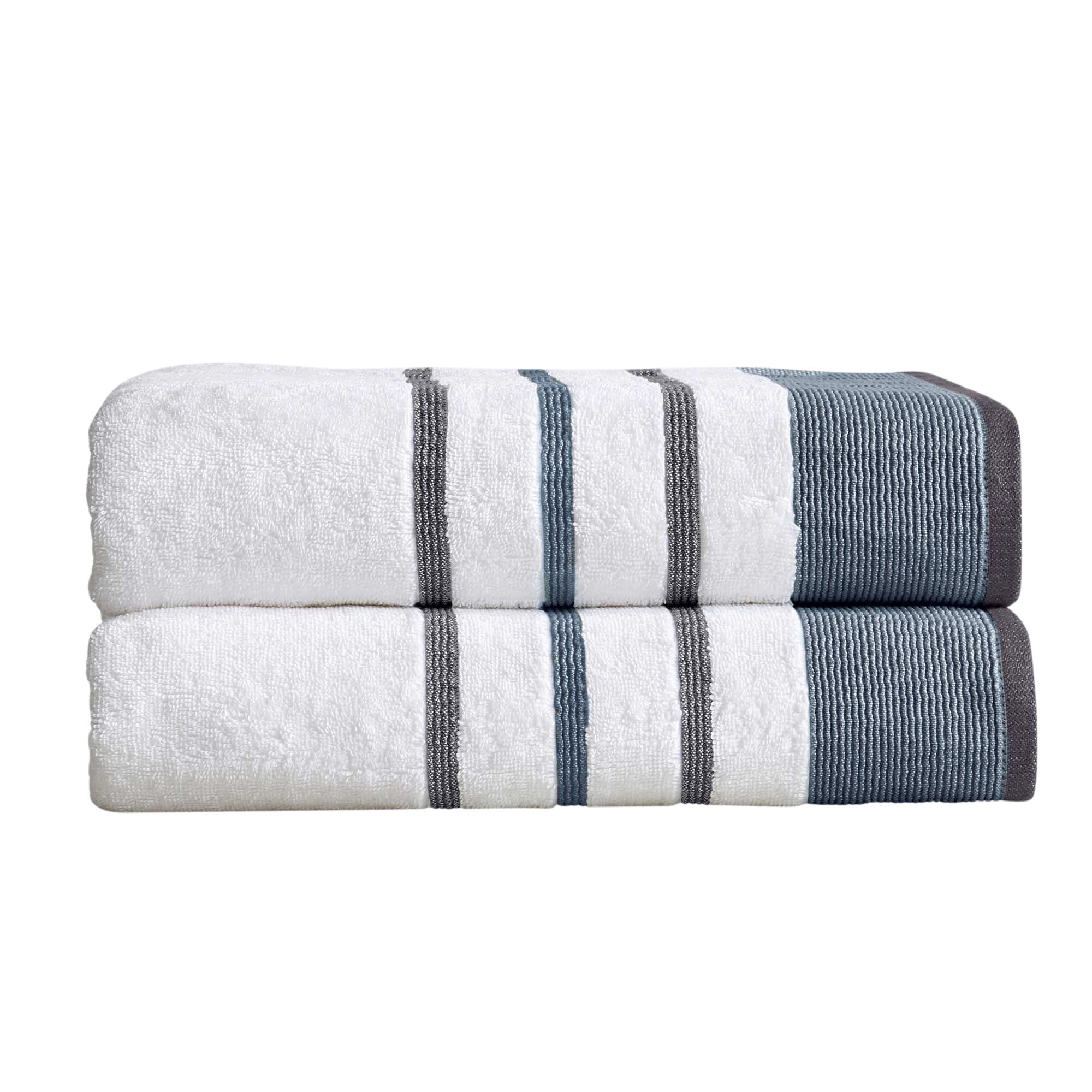 Decorative Cotton Stripe Bath Towel Set - Noelle Collection