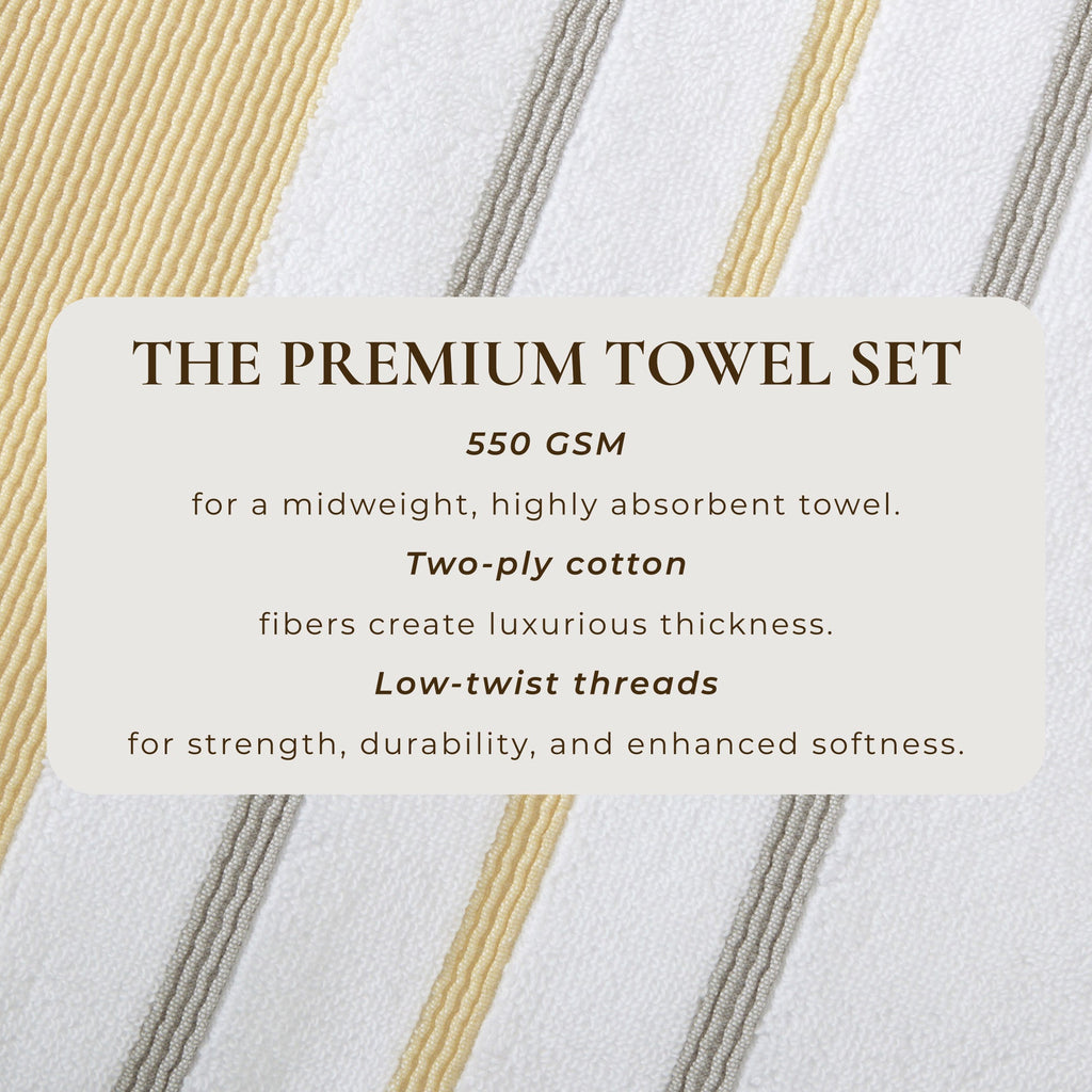 Decorative Cotton Stripe Bath Towel Set - Noelle Collection