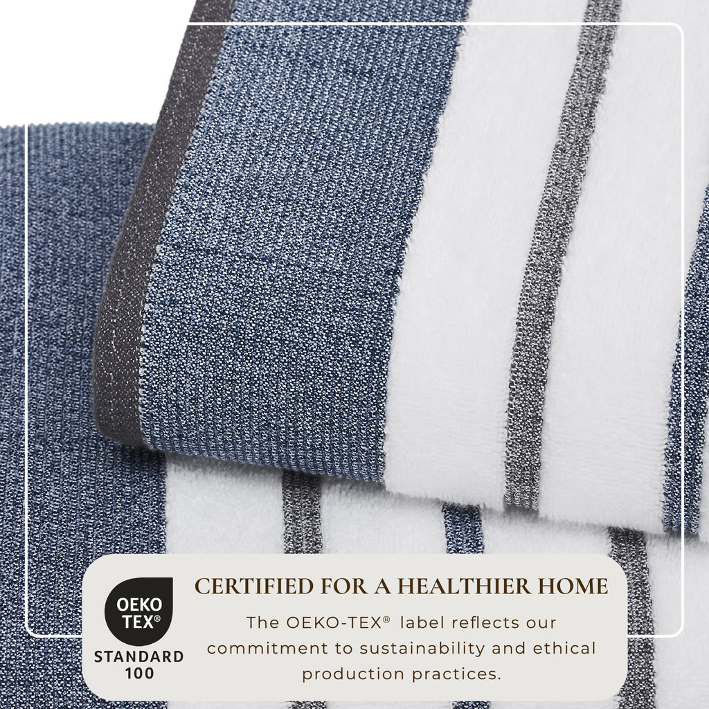 Decorative Cotton Stripe Bath Towel Set - Noelle Collection