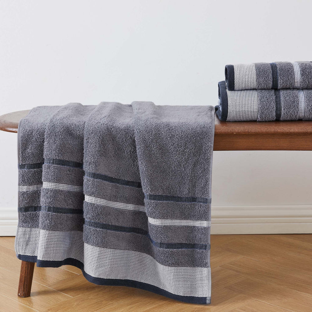 Decorative Cotton Stripe Bath Towel Set - Noelle Collection