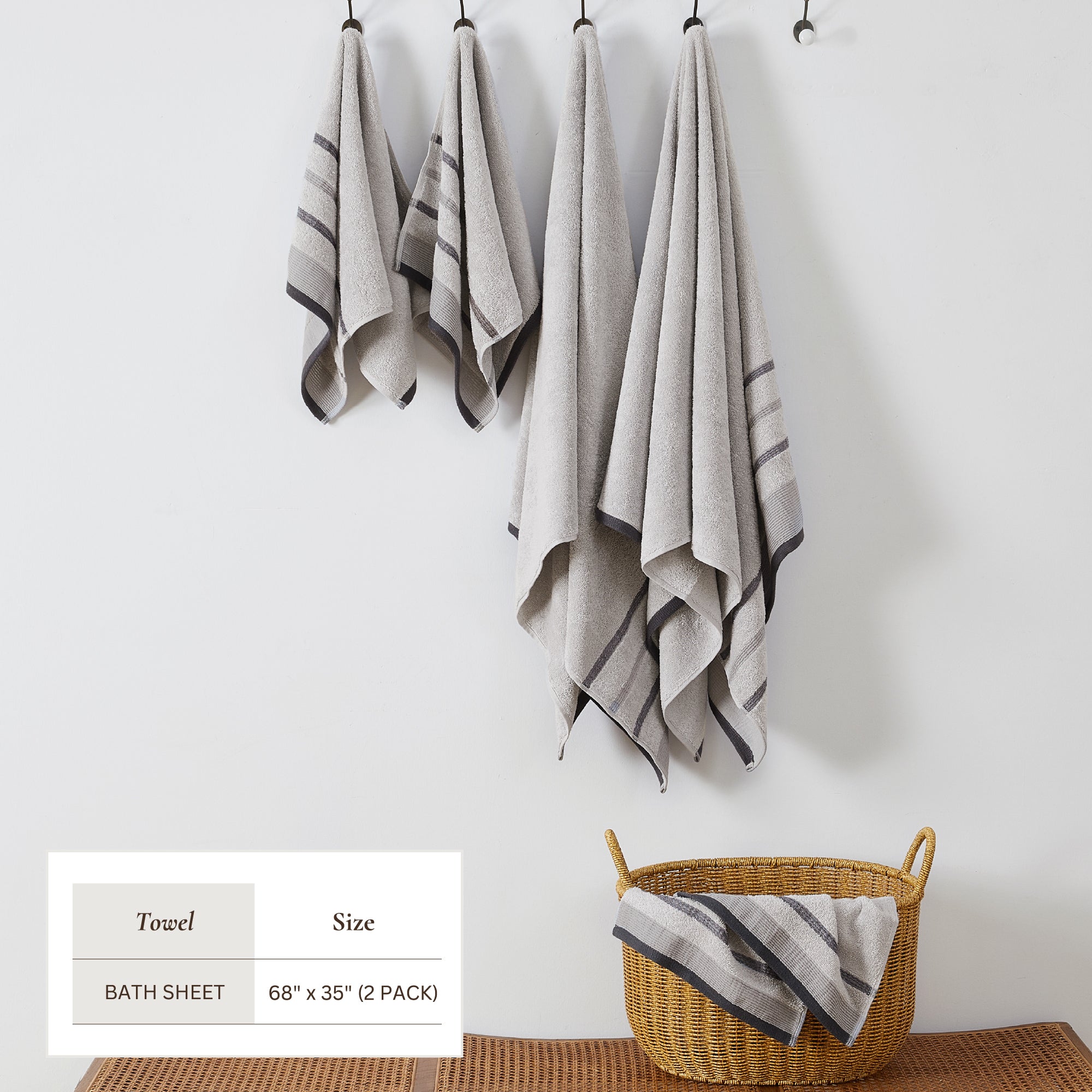 Decorative Cotton Stripe Bath Towel Set - Noelle Collection