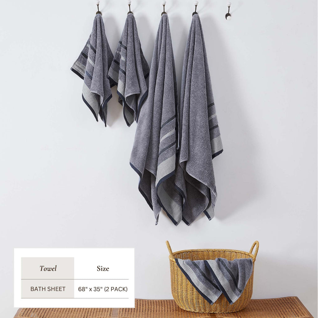 Decorative Cotton Stripe Bath Towel Set - Noelle Collection