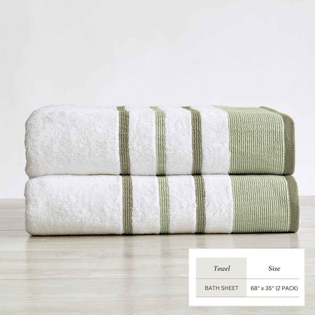 Decorative Cotton Stripe Bath Towel Set - Noelle Collection