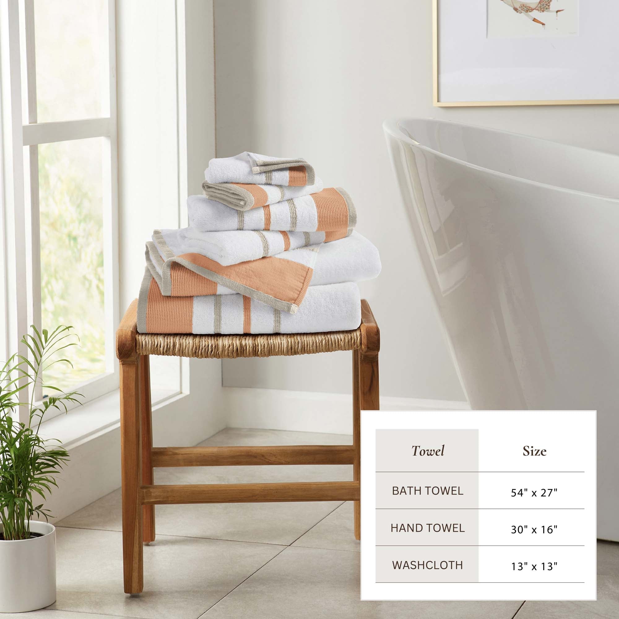 Decorative Cotton Stripe Bath Towel Set - Noelle Collection