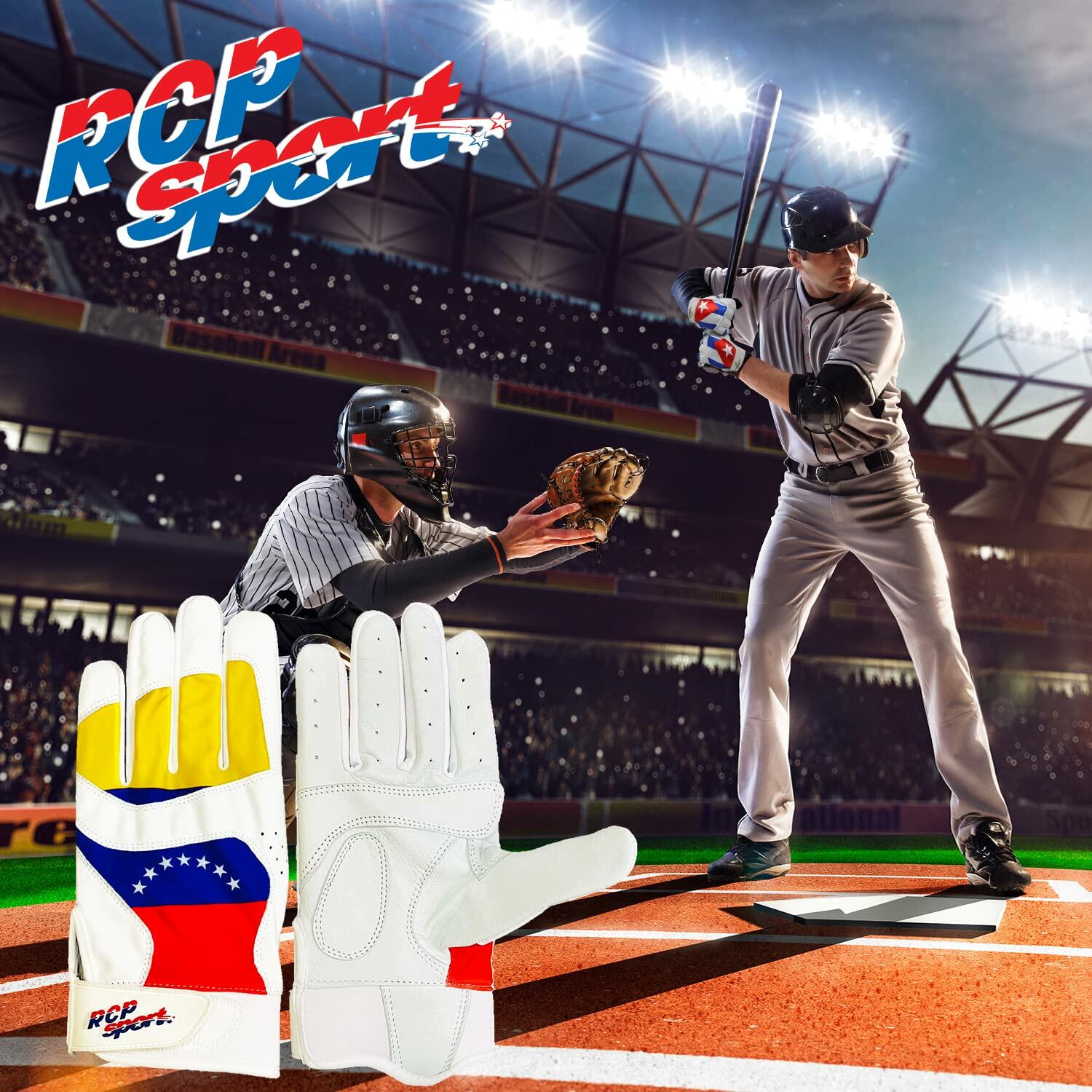 RCP Baseball Softball Batting Gloves Rip Tear Resist White Size L