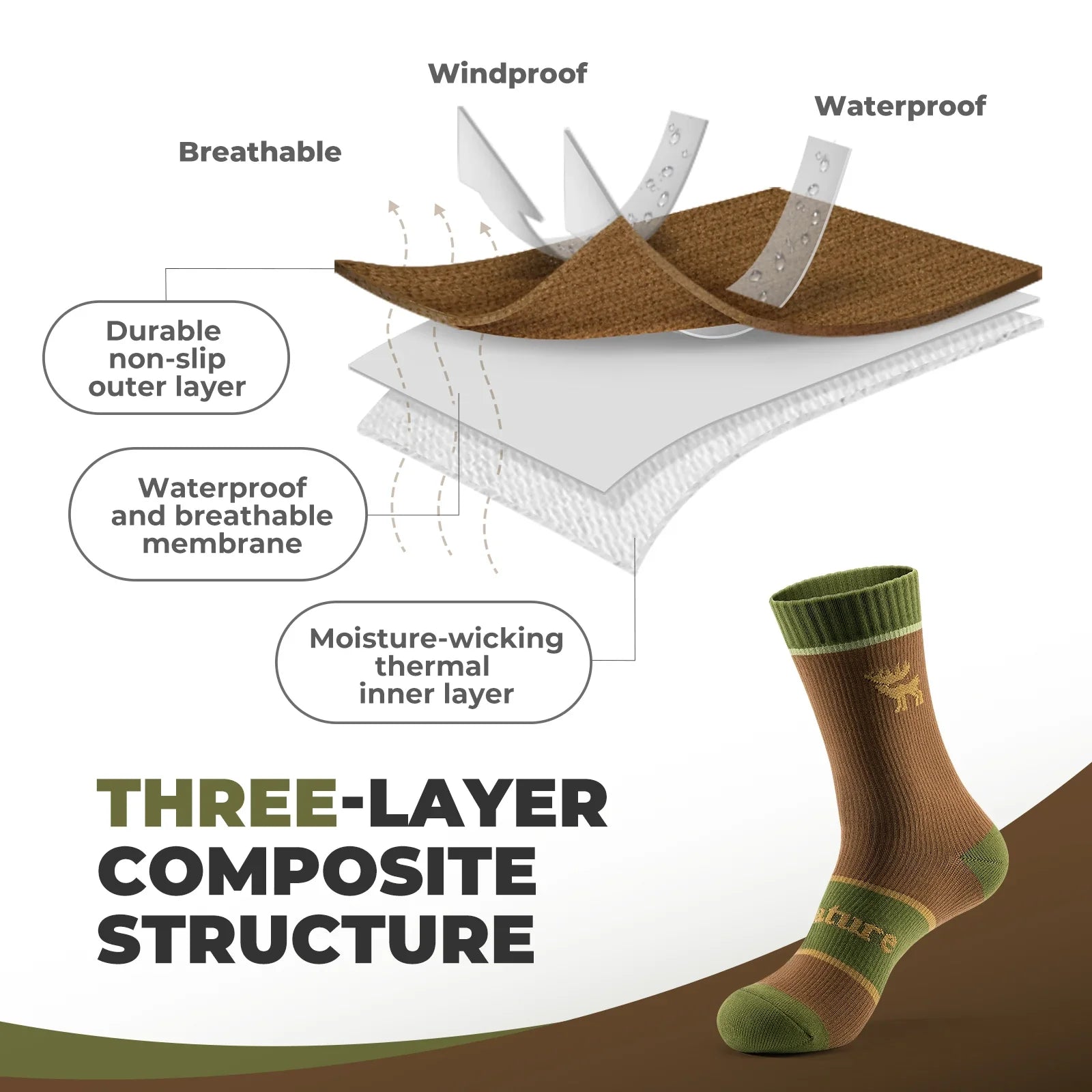Four-Season Waterproof Socks Breathable for Outdoor Sports