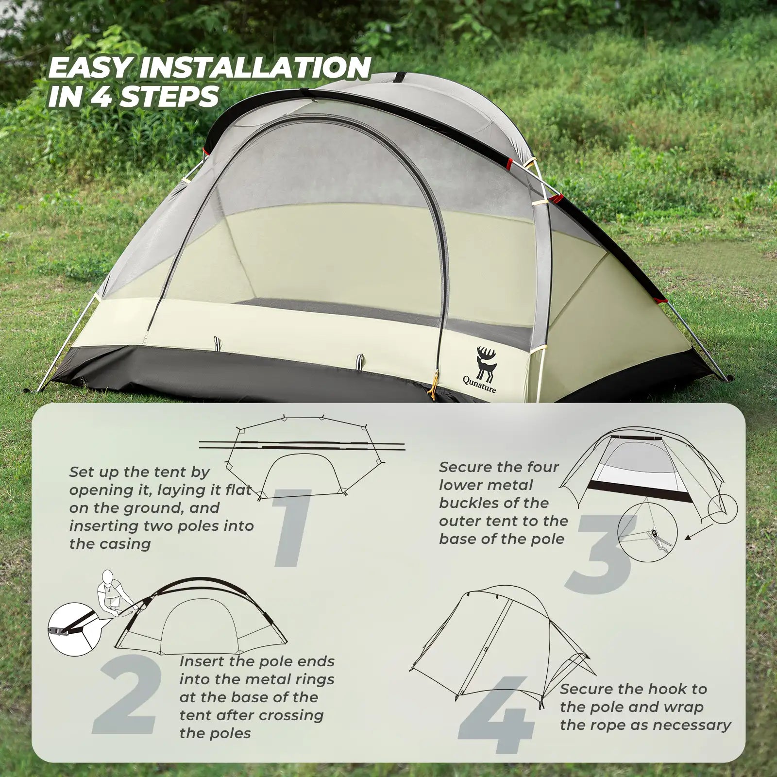 Lightweight Rainproof Tent with Aluminum Rods Easy Setup for Camping