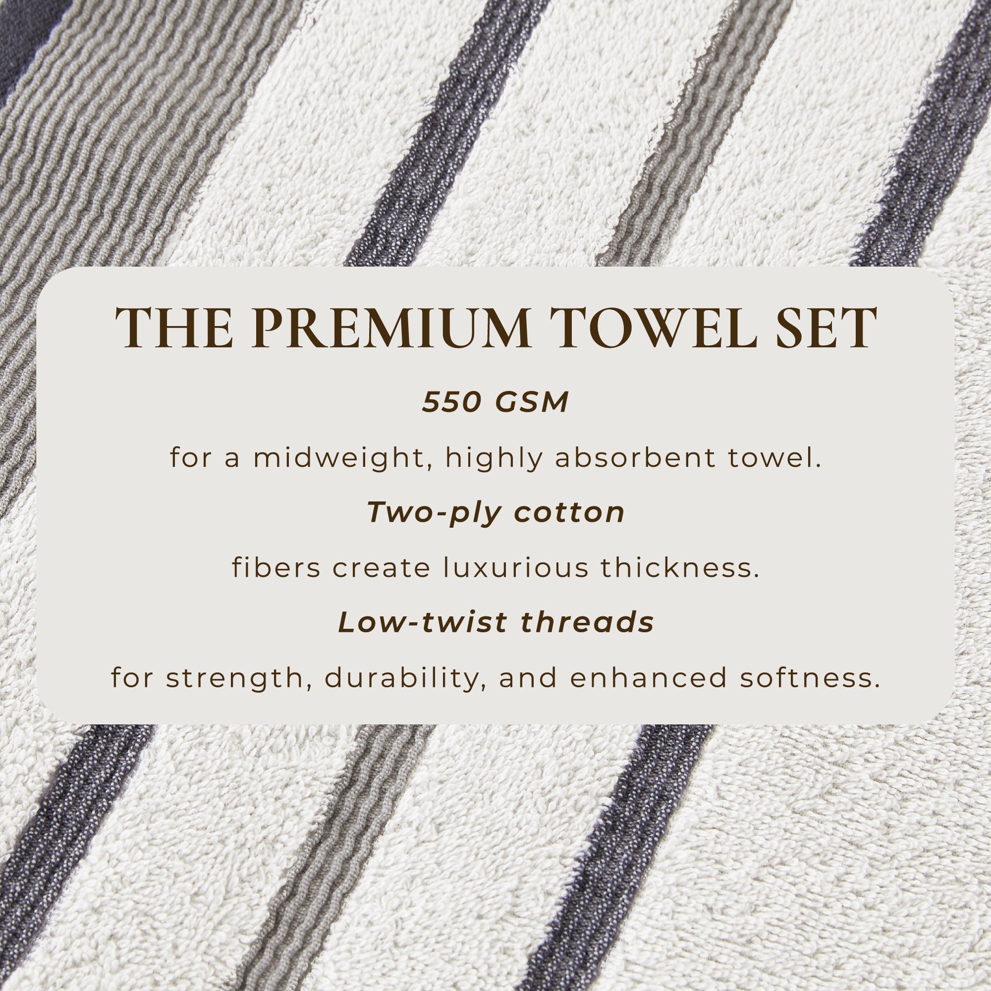 Decorative Cotton Stripe Bath Towel Set - Noelle Collection