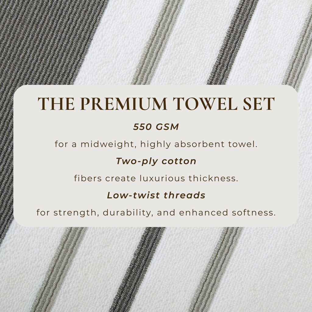 Decorative Cotton Stripe Bath Towel Set - Noelle Collection