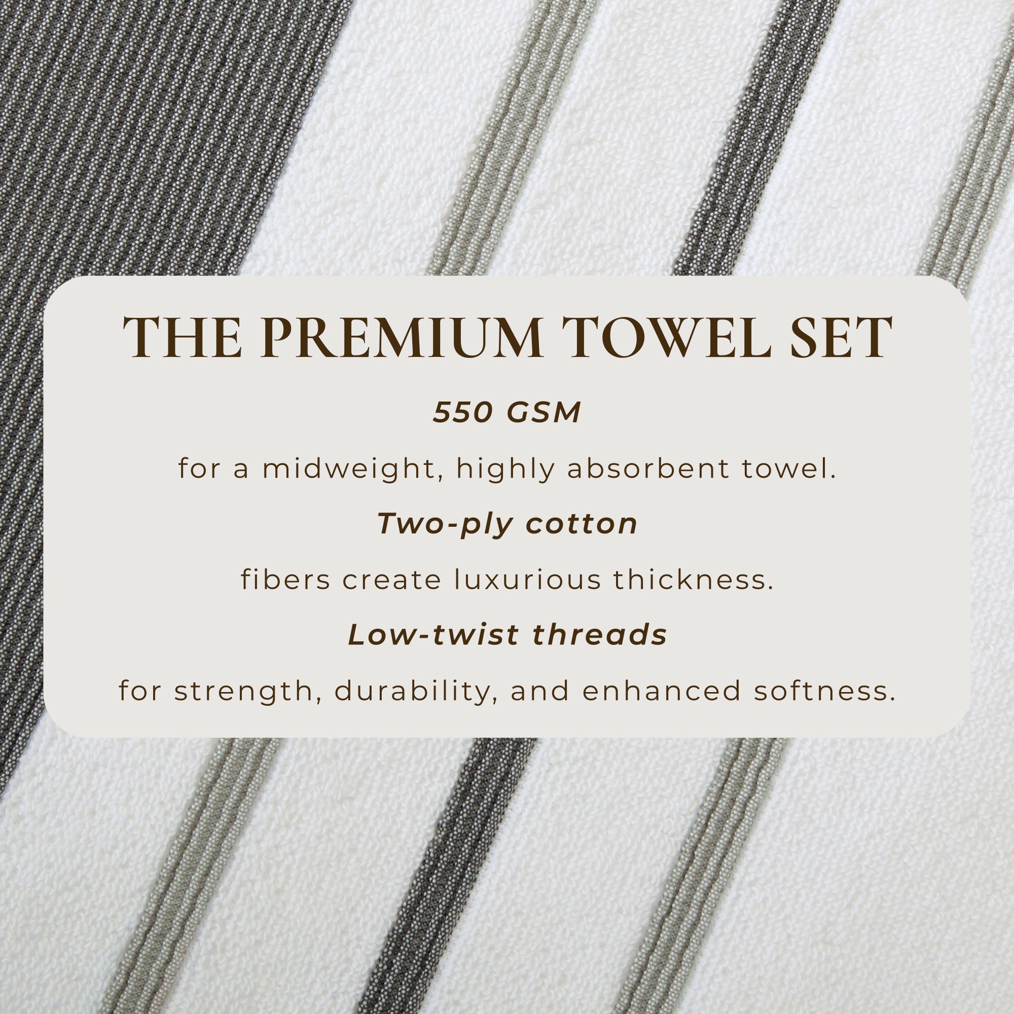 Decorative Cotton Stripe Bath Towel Set - Noelle Collection