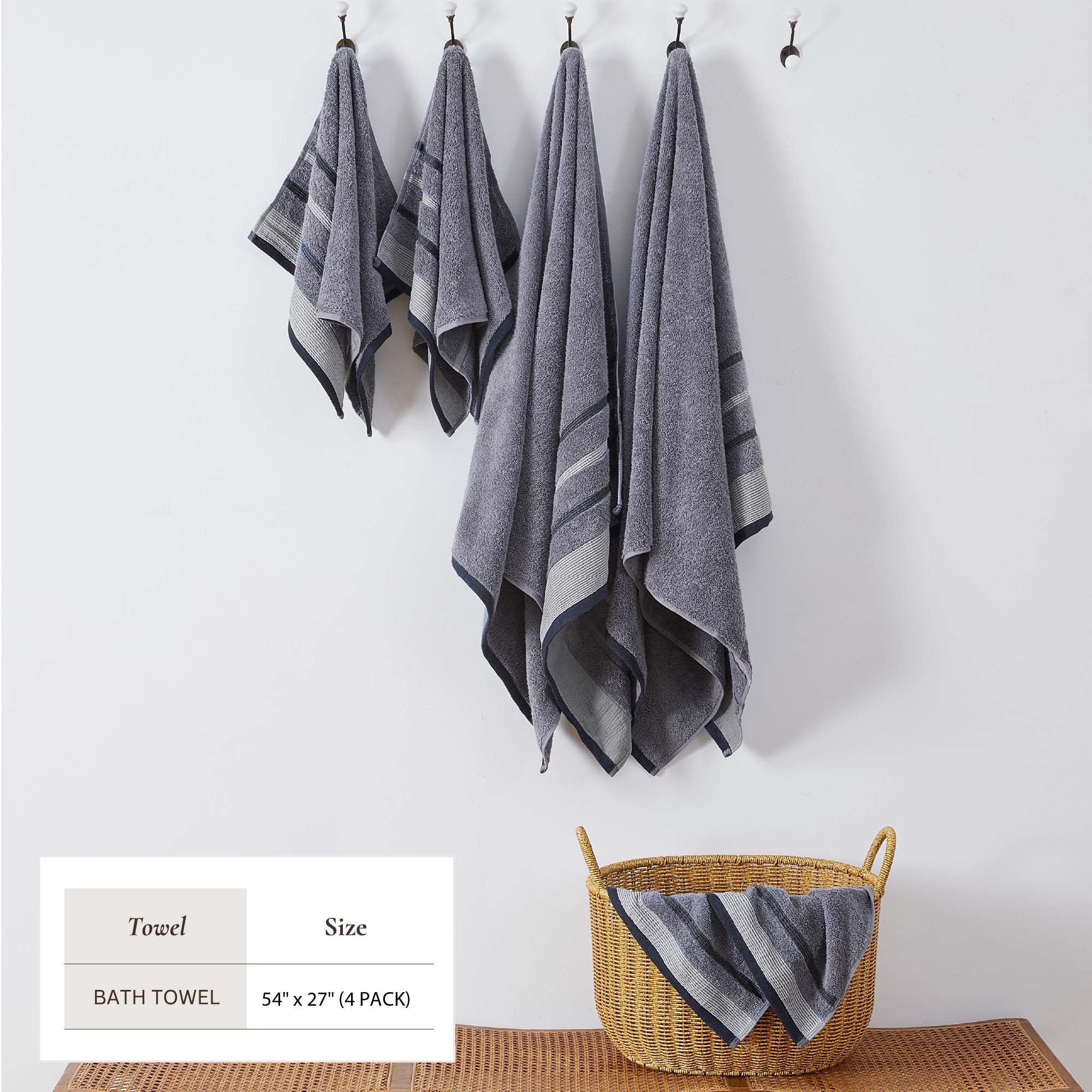 Decorative Cotton Stripe Bath Towel Set - Noelle Collection