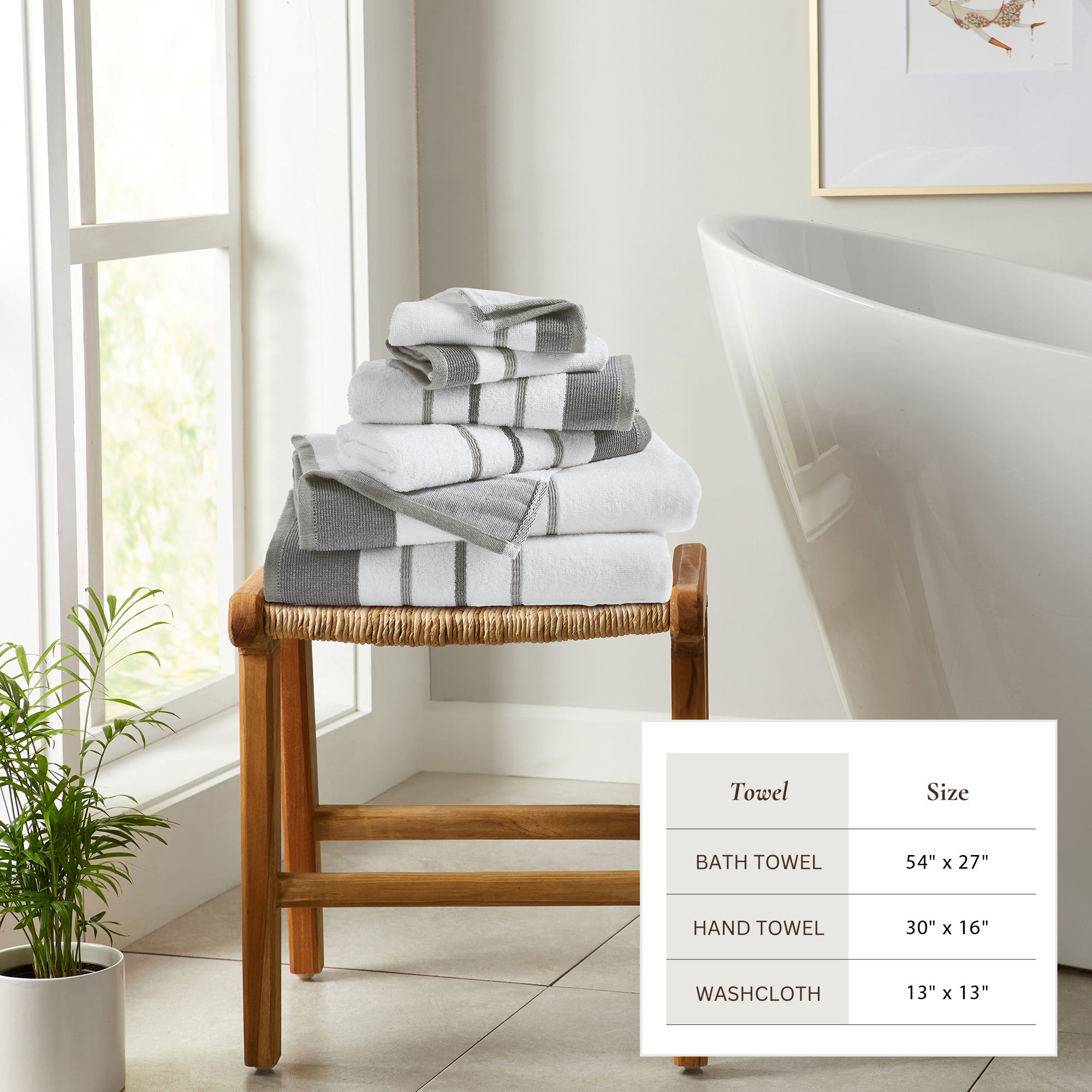 Decorative Cotton Stripe Bath Towel Set - Noelle Collection