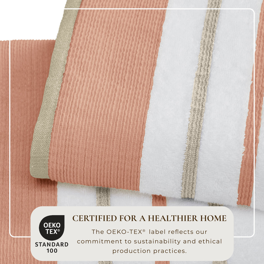 Decorative Cotton Stripe Bath Towel Set - Noelle Collection