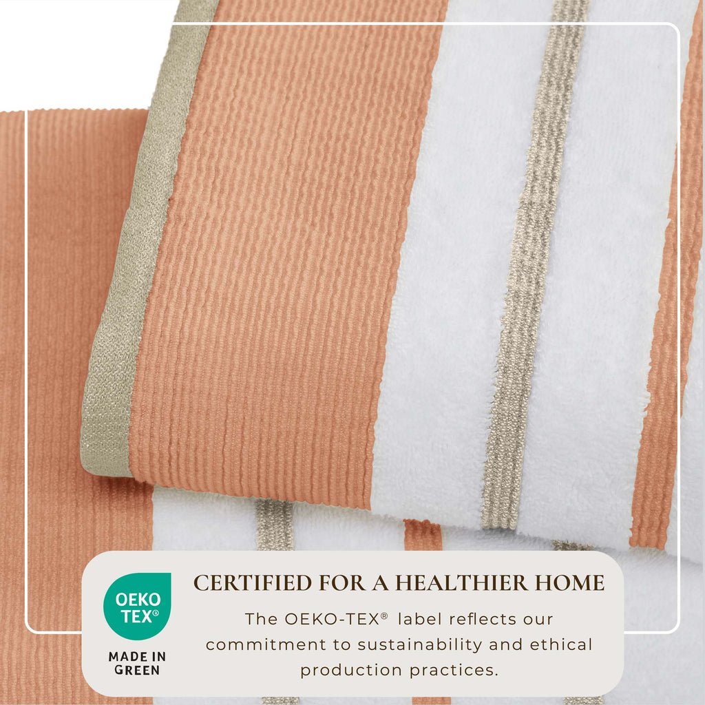 Decorative Cotton Stripe Bath Towel Set - Noelle Collection