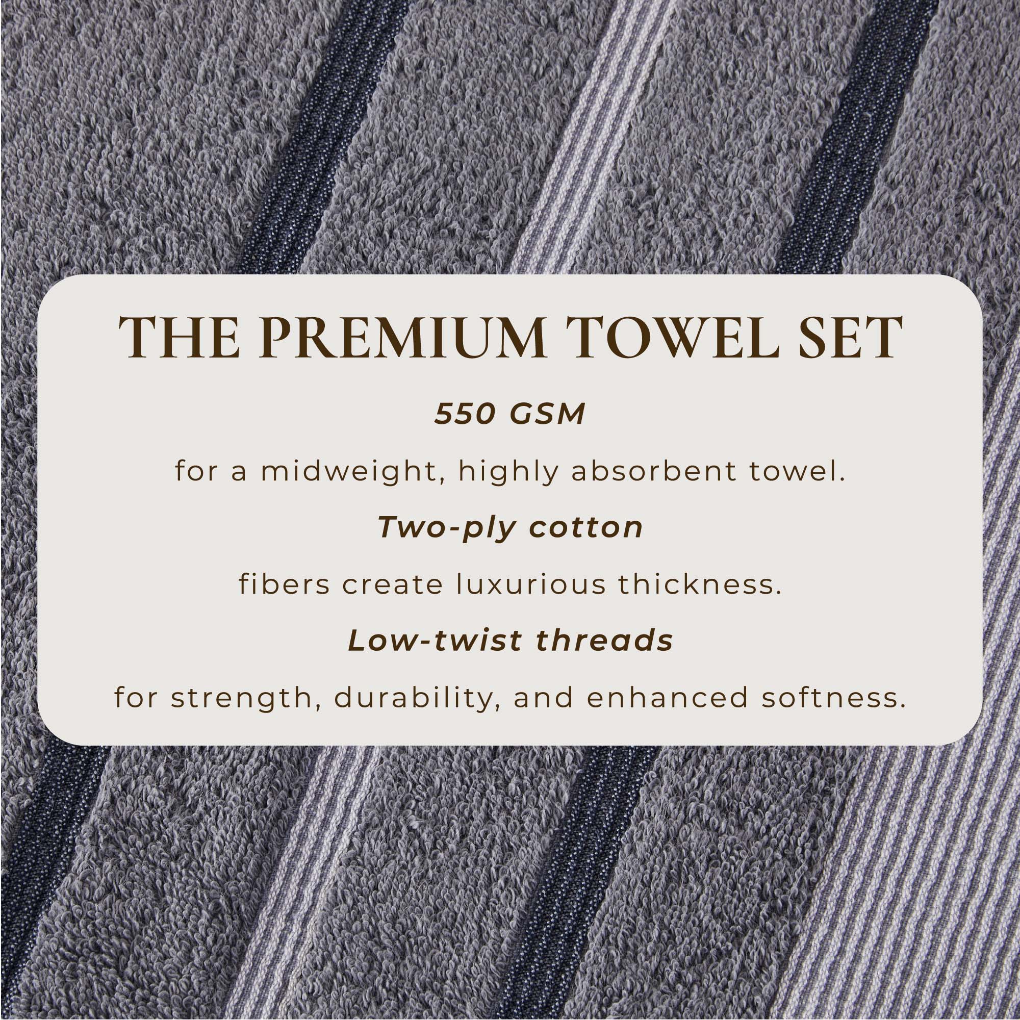 Decorative Cotton Stripe Bath Towel Set - Noelle Collection