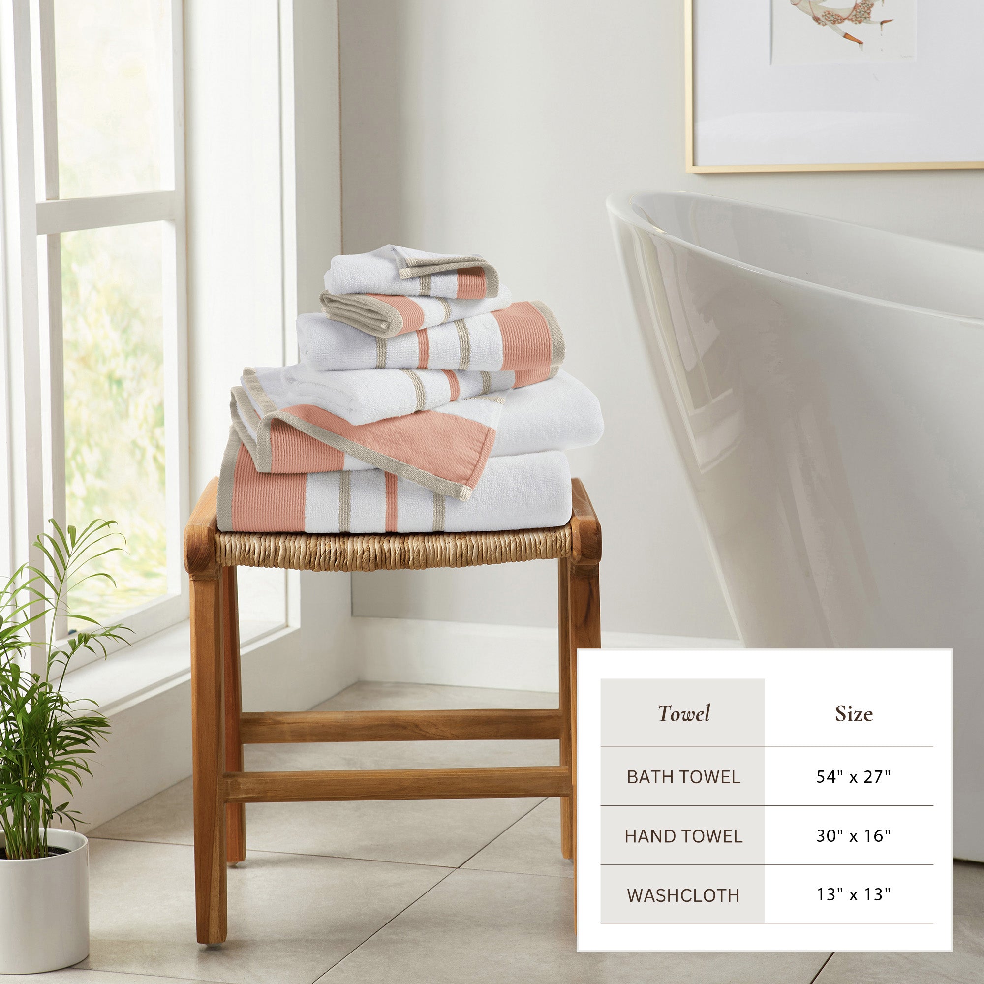 Decorative Cotton Stripe Bath Towel Set - Noelle Collection