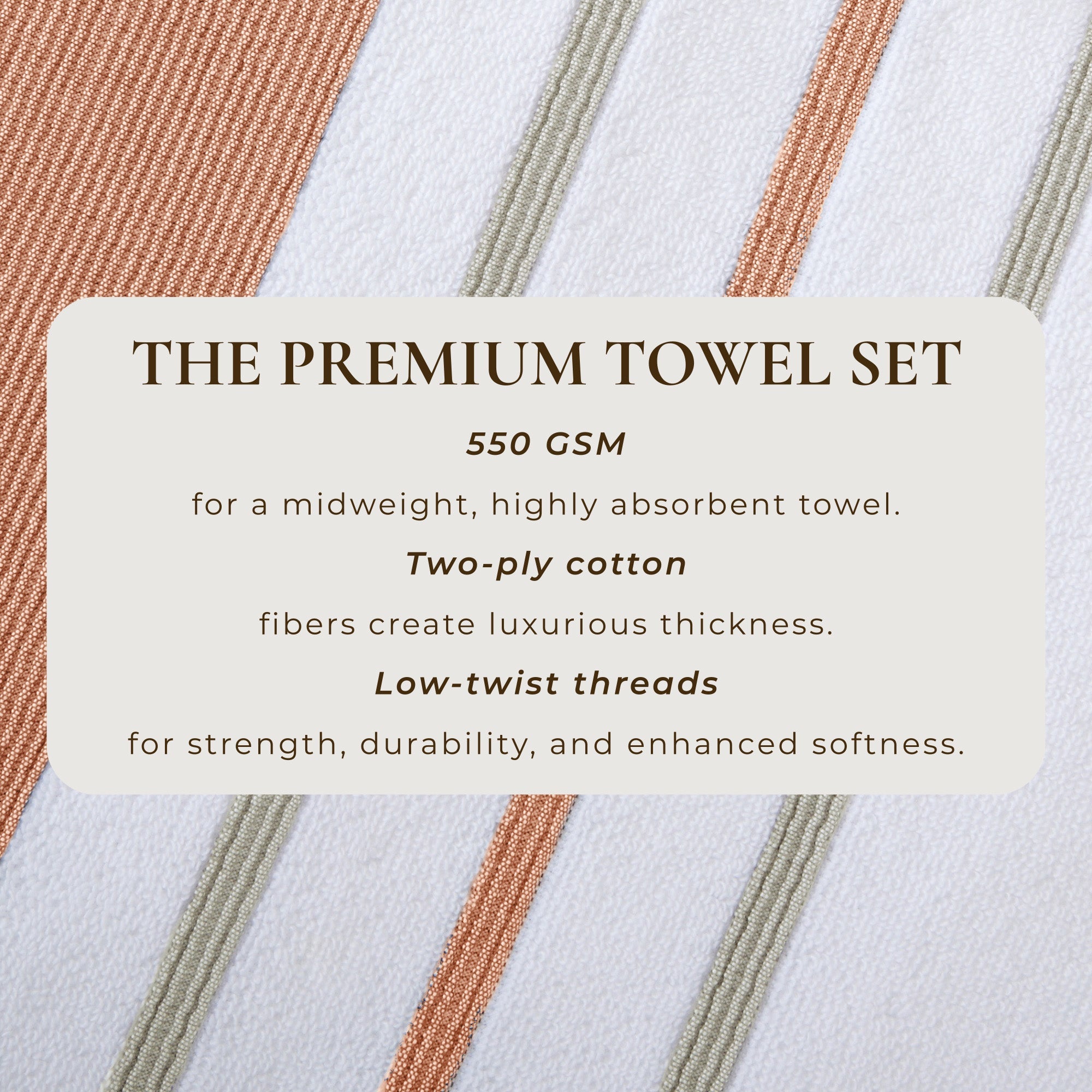 Decorative Cotton Stripe Bath Towel Set - Noelle Collection
