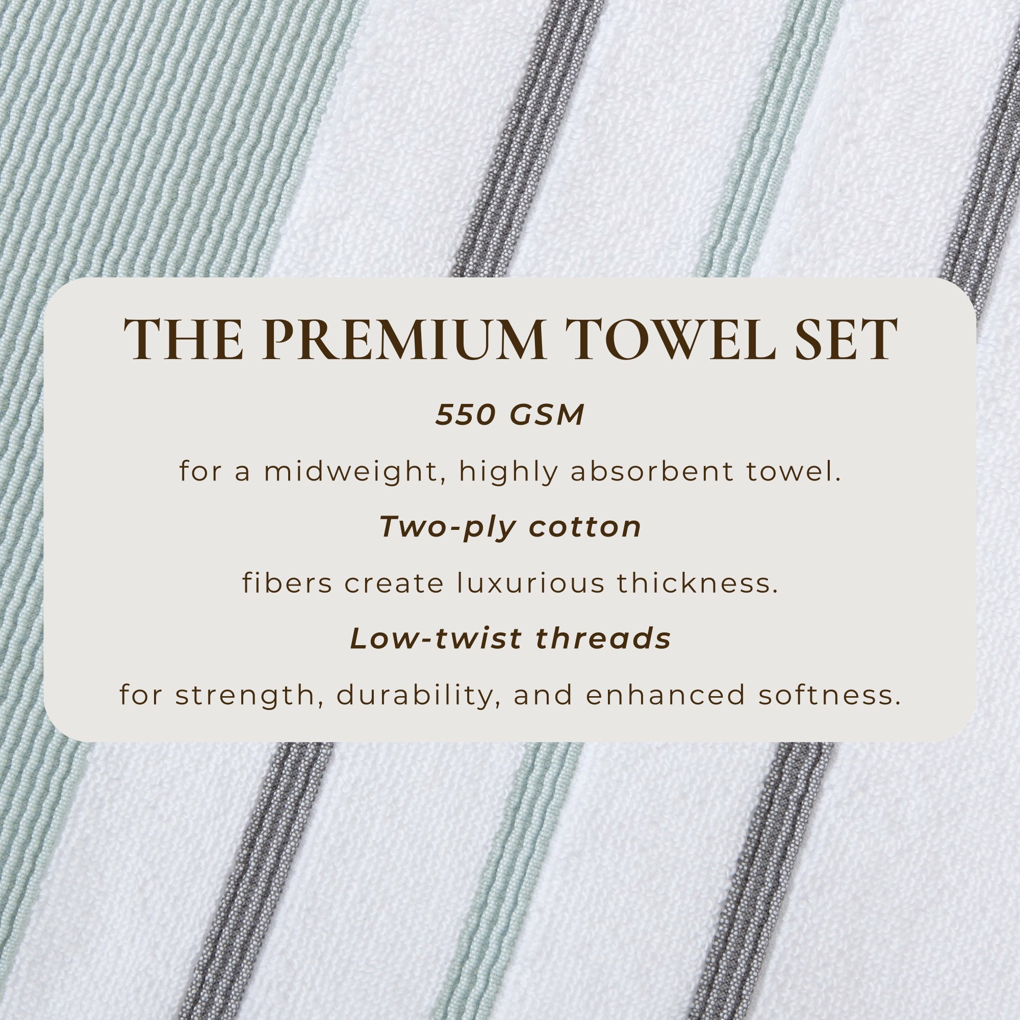 Decorative Cotton Stripe Bath Towel Set - Noelle Collection