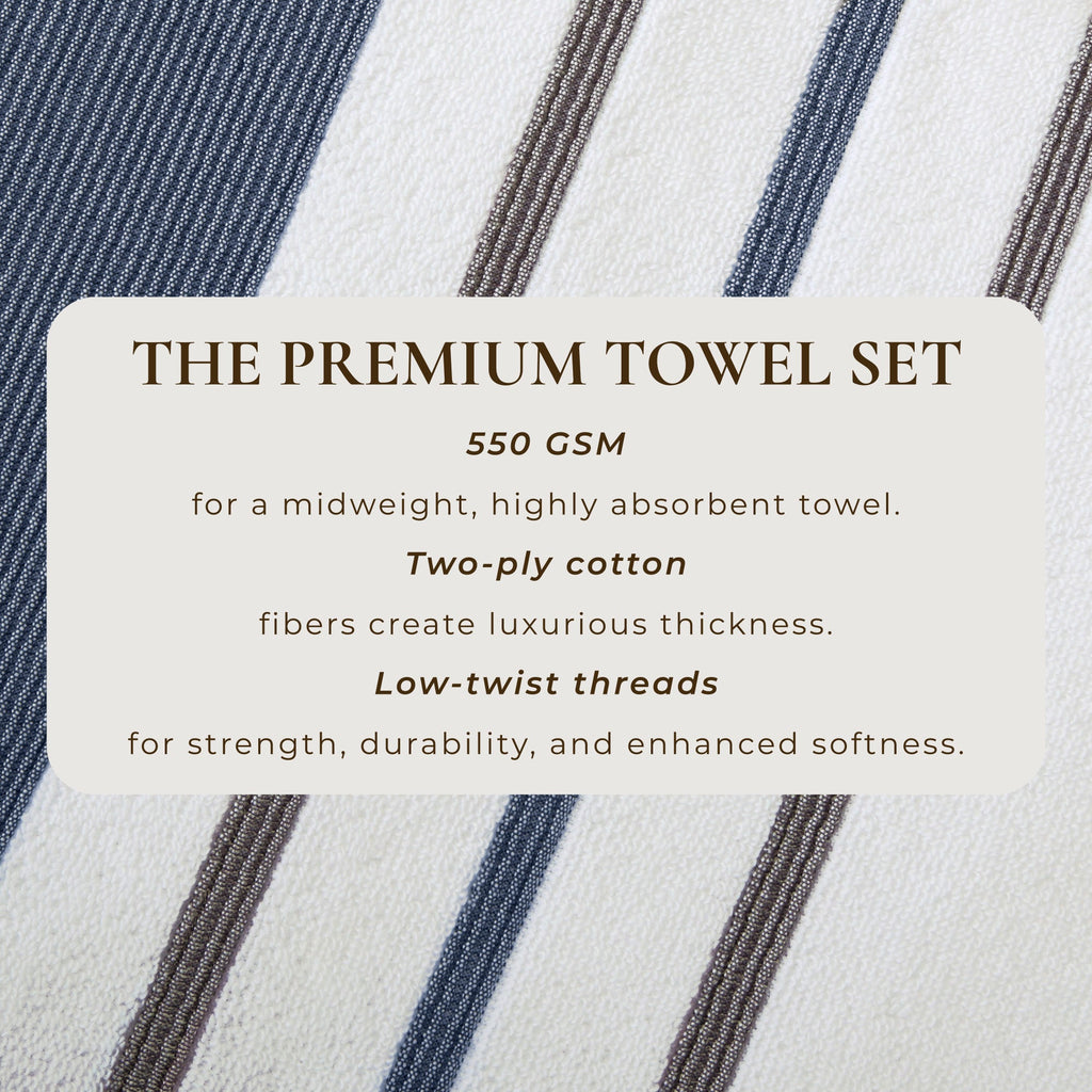 Decorative Cotton Stripe Bath Towel Set - Noelle Collection